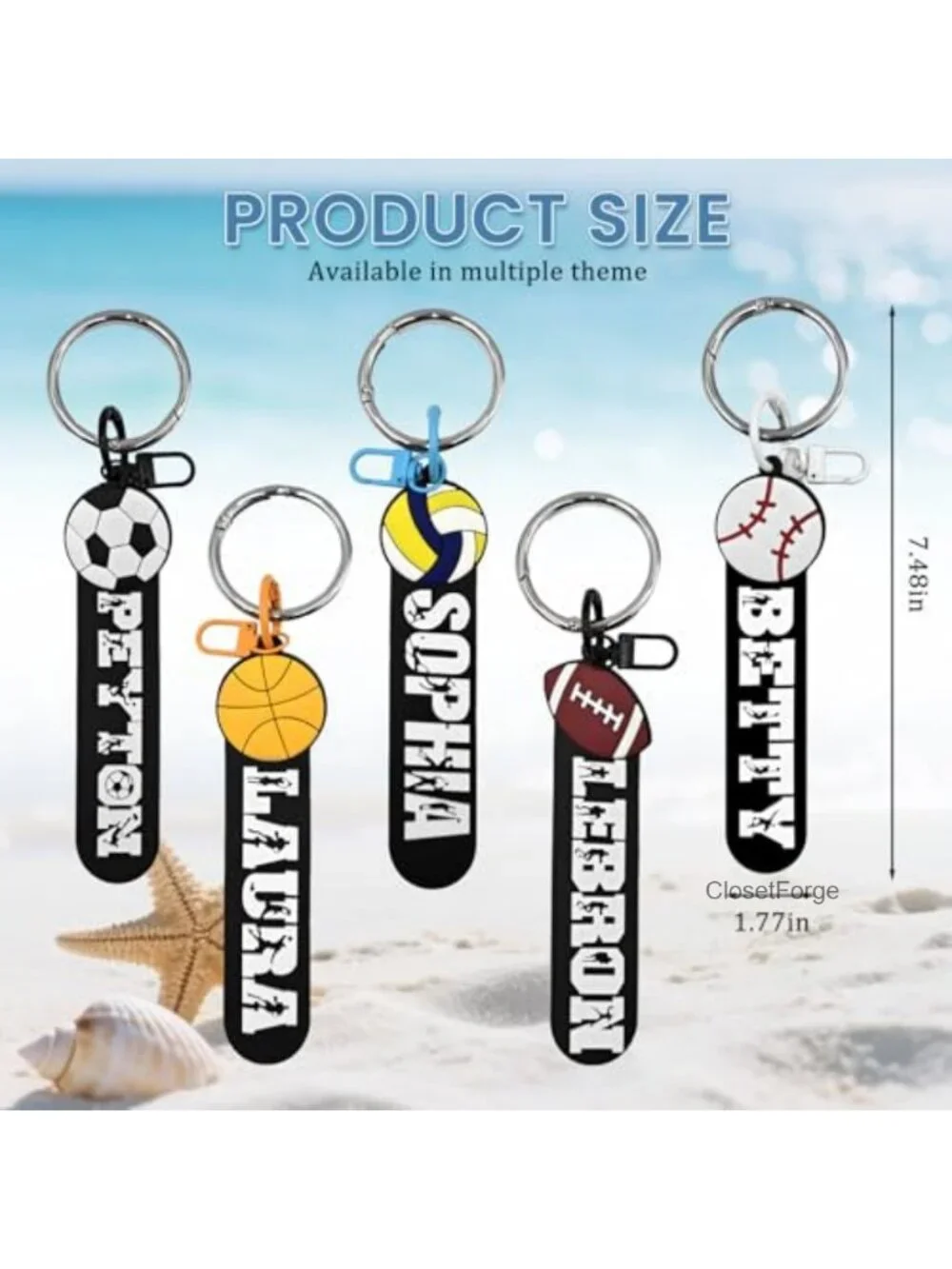 Sports Ball Silicone Keychain Charm for Bogg Bag, Personalized Beach Tote